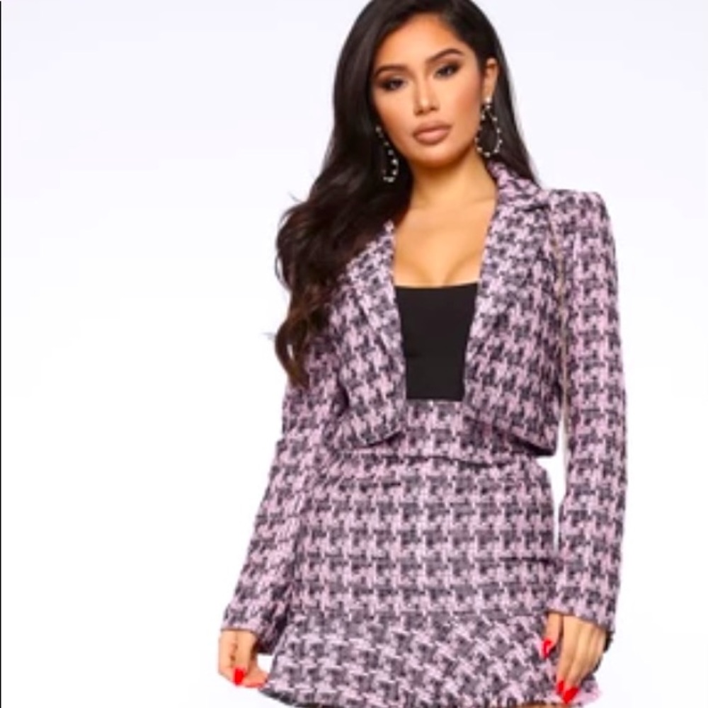 Get A Clue Cropped Blazer Jacket & Skirt combo